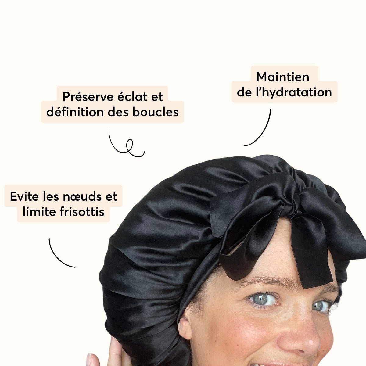 Bonnet en soie naturelle cheveux bouclés frisés crépus