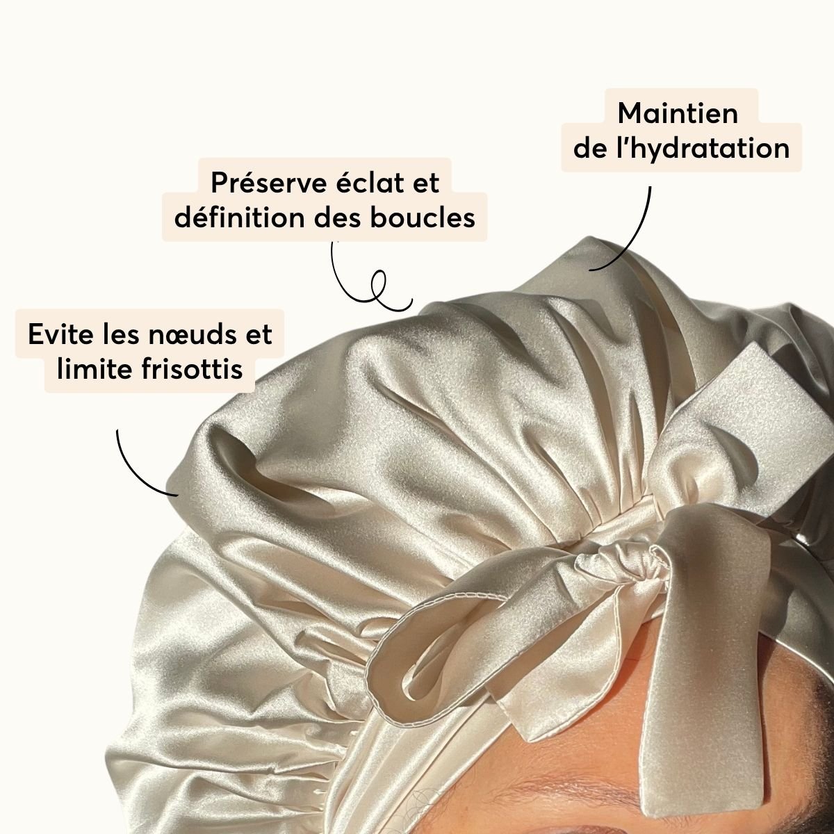 Bonnet en soie naturelle cheveux bouclés frisés crépus