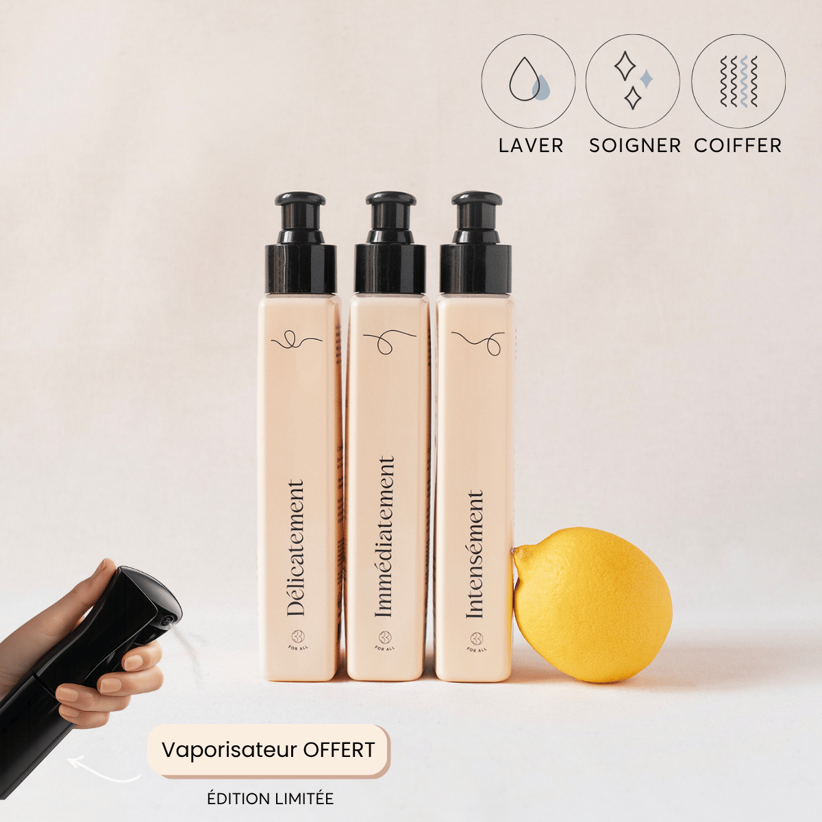 Routine pour cheveux bouclés comprenant un shampoing, un masque et un soin pour nourrir, définir et hydrater les boucles