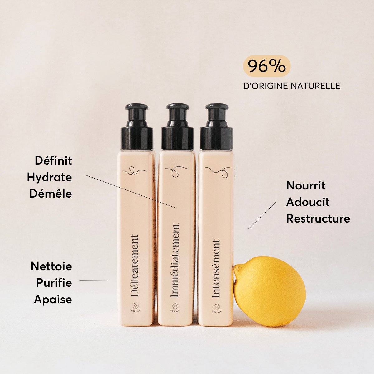 Routine pour cheveux bouclés qui nettoie, purifie, apaise, définit, hydrate, démêle, nourrit, adoucit et restructure les boucles pour un résultat sublime