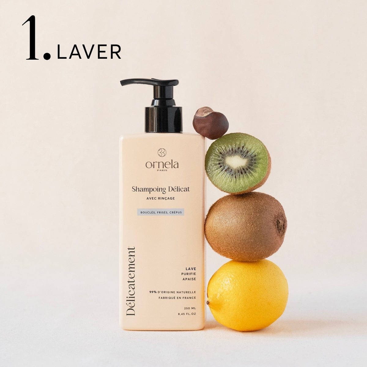 Shampoing sans sulfate pour cheveux bouclés frisés et crépus. N'assèche pas les longueurs et purifie le cuir chevelu sans l'agresser. Tensio-actifs doux. 99% d'origine naturelle