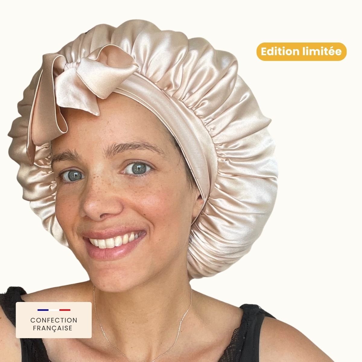 Bonnet de nuit en soie pour cheveux bouclés, frisés et crépus - Ornela Paris