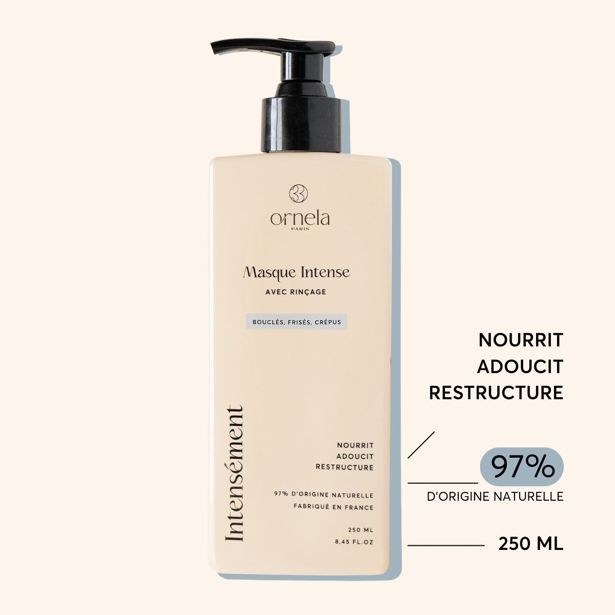 Masque pour cheveux bouclés qui nourrit, adoucit et restructure les boucles pour une texture sans frisottis